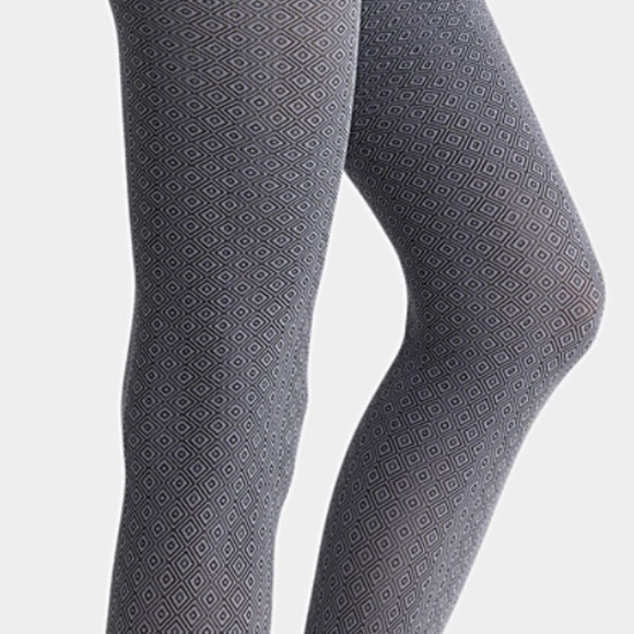 Charcoal gray diamonds pattern tights made in Italy NWT - Picture 2 of 5